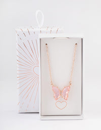 Rose Gold Pink Butterfly Pendant Necklace - link has visual effect only