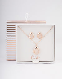 Rose Gold Cateye Pear Jewellery Set - link has visual effect only