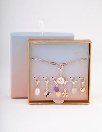 Rose Gold Semi Precious Diamante Charm Bracelet - link has visual effect only