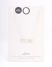 Silver Plated 'Mama' Script Disc Cubic Zirconia Necklace - link has visual effect only