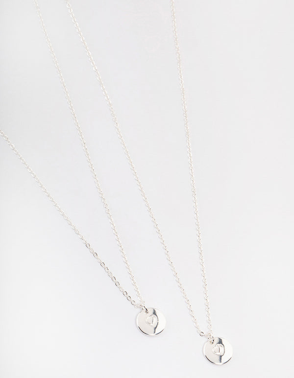 Silver Plated Heart Disc Necklace Pack