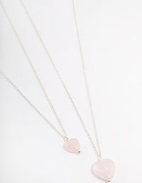 Silver Plated Rose Quartz Heart Necklace Pack - link has visual effect only