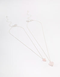 Silver Plated Rose Quartz Heart Necklace Pack - link has visual effect only