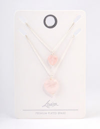 Silver Plated Rose Quartz Heart Necklace Pack - link has visual effect only