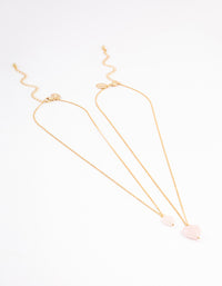 Gold Plated Rose Quartz Heart Necklace Pack - link has visual effect only