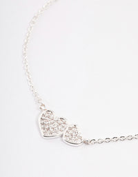 Silver Plated Double Hearts Toggle Bracelet - link has visual effect only