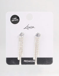 Silver Plated Round Cubic Zirconia Cupchain Drop Earrings - link has visual effect only