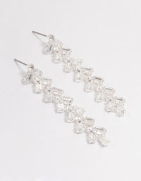 Silver Plated Cubic Zirconia Baguette Vine Drop Earrings - link has visual effect only