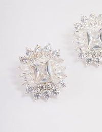 Silver Plated Statement Cubic Zirconia Stud Earrings - link has visual effect only