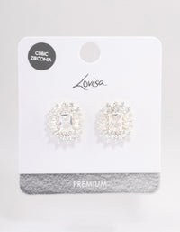 Silver Plated Statement Cubic Zirconia Stud Earrings - link has visual effect only