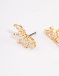 Gold Plated Cubic Zirconia Half Fan Stud Earrings - link has visual effect only