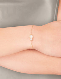 Gold Plated Freshwater Pearl Pendant Toggle Bracelet - link has visual effect only