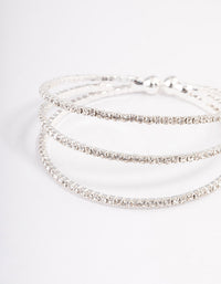 Silver Plated Trio Row Cuff Bangle - link has visual effect only