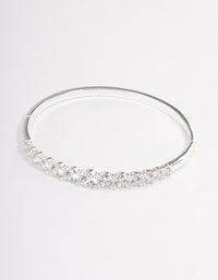 Silver Plated Gradual Cubic Zirconia Cuff Bangle - link has visual effect only