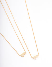 Gold Plated Cubic Zirconia Linked Hearts Necklace Pack - link has visual effect only