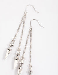 Silver Double Row Chain Spike Drop Earrings - link has visual effect only