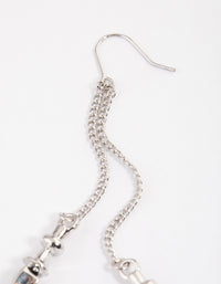 Silver Double Row Chain Spike Drop Earrings - link has visual effect only