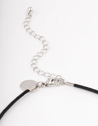 Rhodium Organic Oval Suede Cord Necklace - link has visual effect only