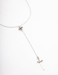 Burnish Silver Diamante Cross Sword Necklace - link has visual effect only