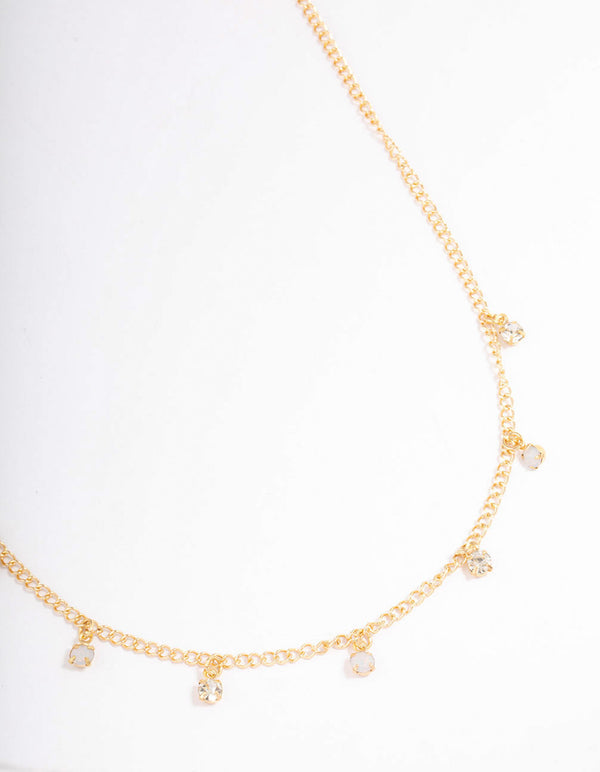 Gold Alternate Diamante Necklace