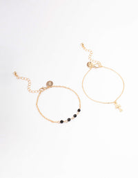 Gold Round Beaded & Cross Anklet Pack - link has visual effect only