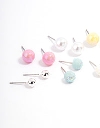 Silver Mixed Ball Stud Earrings 8-Pack - link has visual effect only