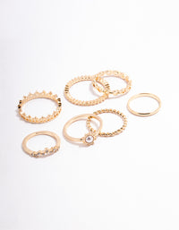 Gold Diamante & Pearl Crown Ring Pack - link has visual effect only