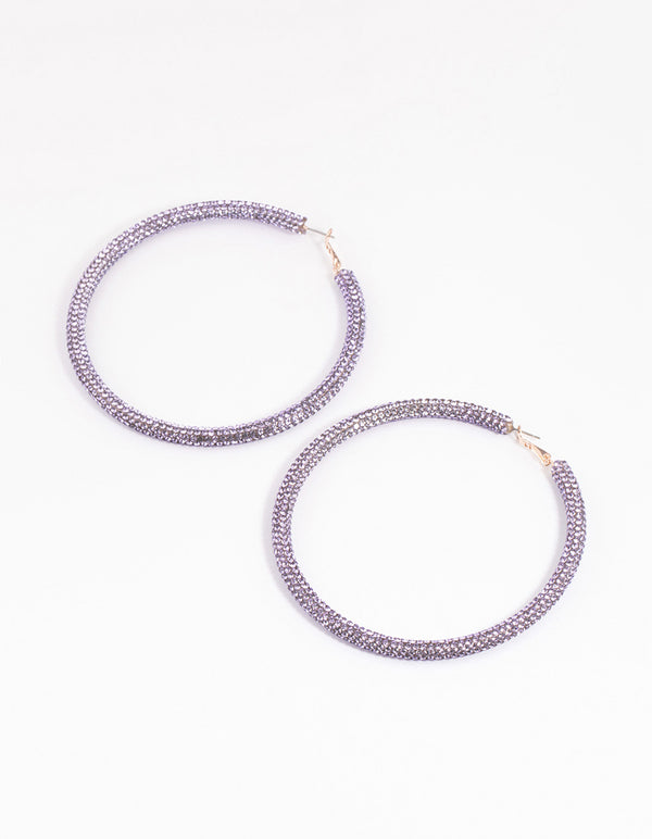 Rose Gold Pave Hoop Earrings