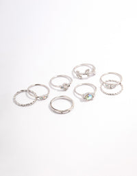 Silver Mixed Stone & Leaf Ring 8-Pack - link has visual effect only