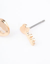 Gold Heart Lock & Key Stud Earrings - link has visual effect only