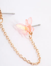 Gold Double Butterfly Chain Earrings - link has visual effect only