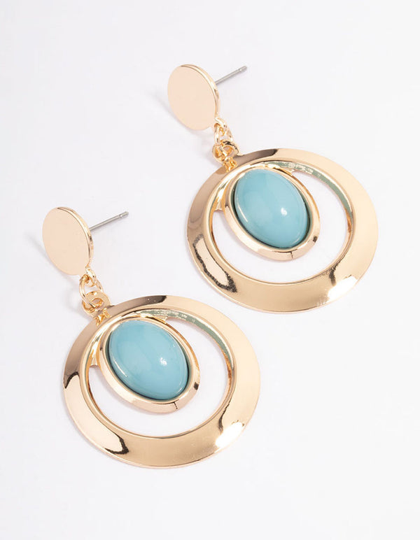 Blush Thick Open Oval Drop Earrings