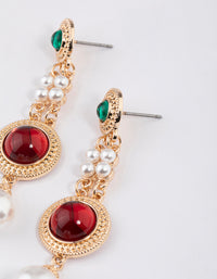 Gold Stone Pearly Drop Earrings - link has visual effect only