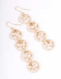 Gold Loop Link Pearly Drop Earrings - link has visual effect only