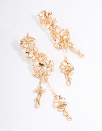 Gold Graduated Flower Tassel Cuff Earrings - link has visual effect only