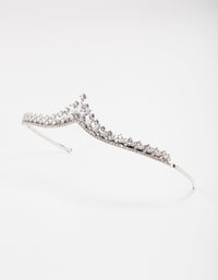 Rhodium Cubic Zirconia Mixed Stone Pointed Crown - link has visual effect only