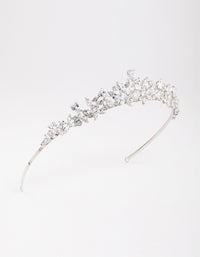 Rhodium Cubic Zirconia Mixed Marquise Floral Crown - link has visual effect only