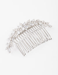 Silver Cubic Zirconia Floral Arch Hair Comb - link has visual effect only