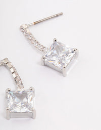 Rhodium Cupchain Square Drop Earrings - link has visual effect only