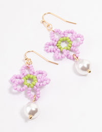 Beaded Flower Peal Drop Earrings - link has visual effect only