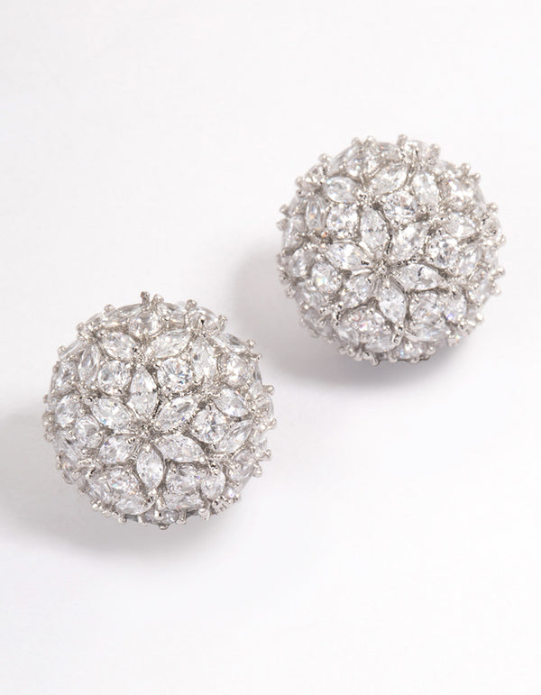 Silver Dome Sparkle Earrings