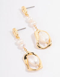 Gold Plated Irregular Freshwater Pearl Drop Earrings - link has visual effect only