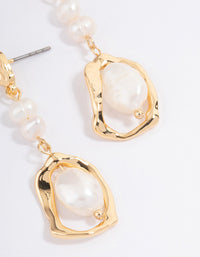 Gold Plated Irregular Freshwater Pearl Drop Earrings - link has visual effect only