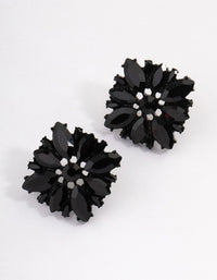 Coated Black Statement Stud Earrings - link has visual effect only