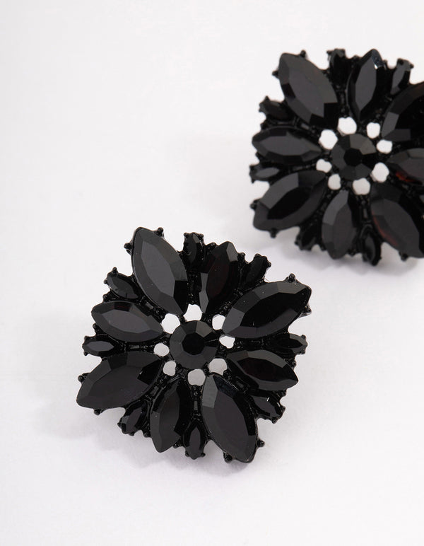 Coated Black Statement Stud Earrings