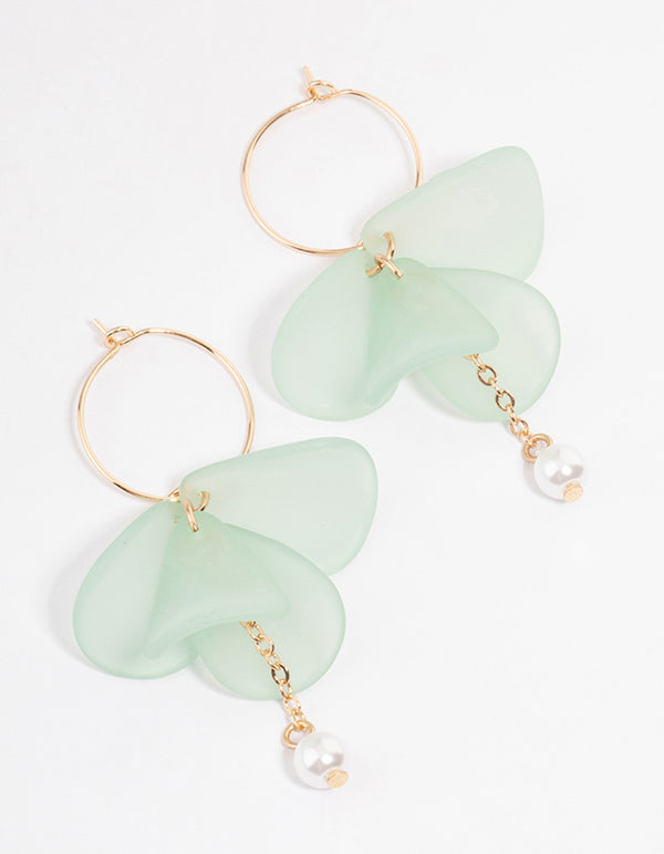 Mint Pearl Station Pearl Hoop Earrings