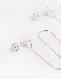 Silver Diamante Chain Threader Drop Earrings - link has visual effect only