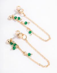 Green Dainty Beaded Sandwich Drop Earrings - link has visual effect only