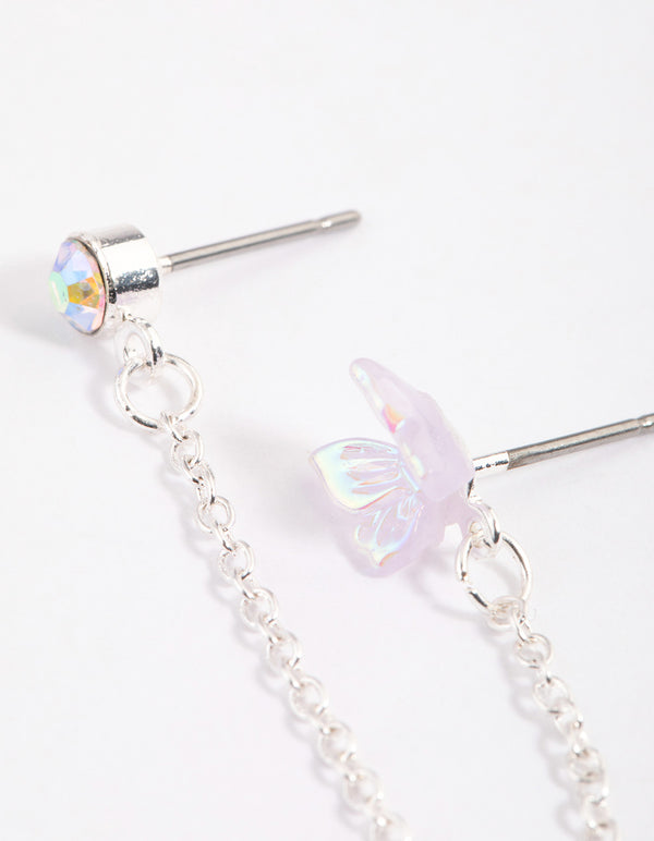 Lilac Dainty Butterfly Chain Earrings