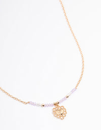 Gold Ornate Heart & Pearl Necklace - link has visual effect only